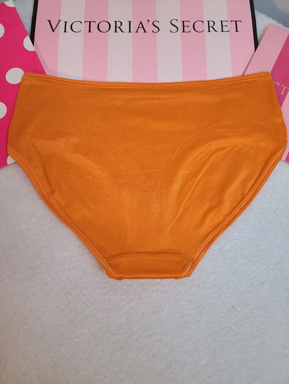 Y2K Victoria's Secret Fabulous Satin Classic Hiphugger Panty Size Lg Orange